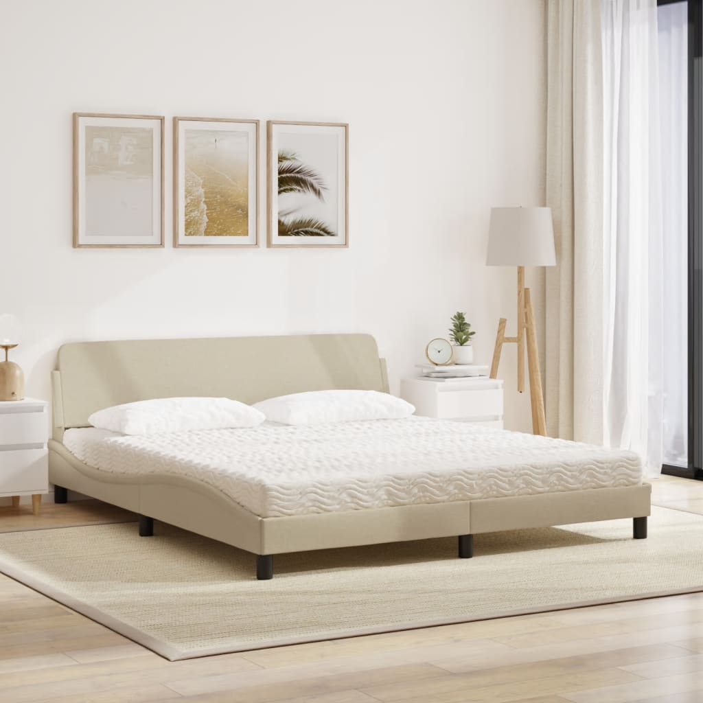 seng med madras Dover 180x200 cm stof cremefarvet