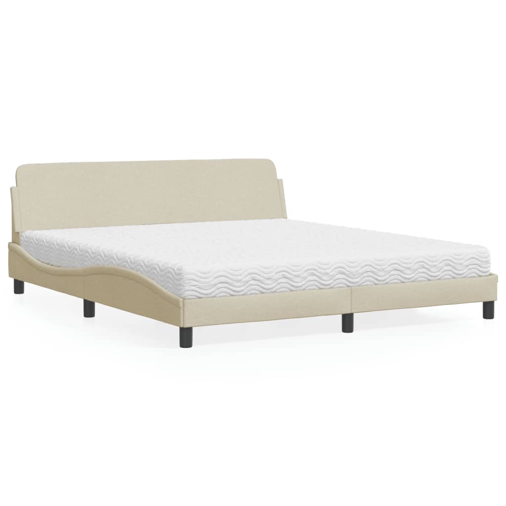 seng med madras Dover 180x200 cm stof cremefarvet