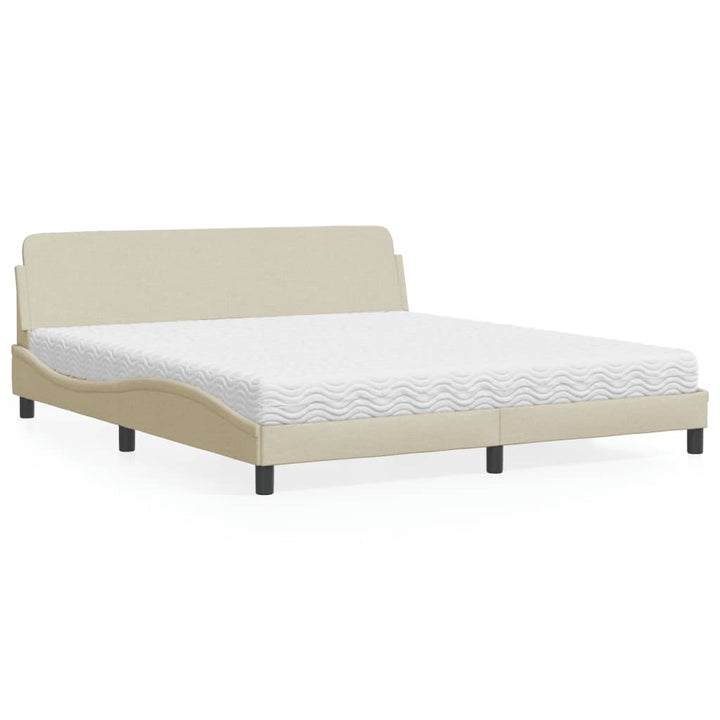 seng med madras Dover 180x200 cm stof cremefarvet
