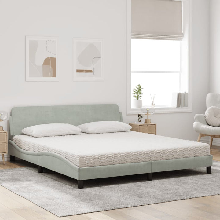 seng med madras Dover 180x200 cm velour lysegrå