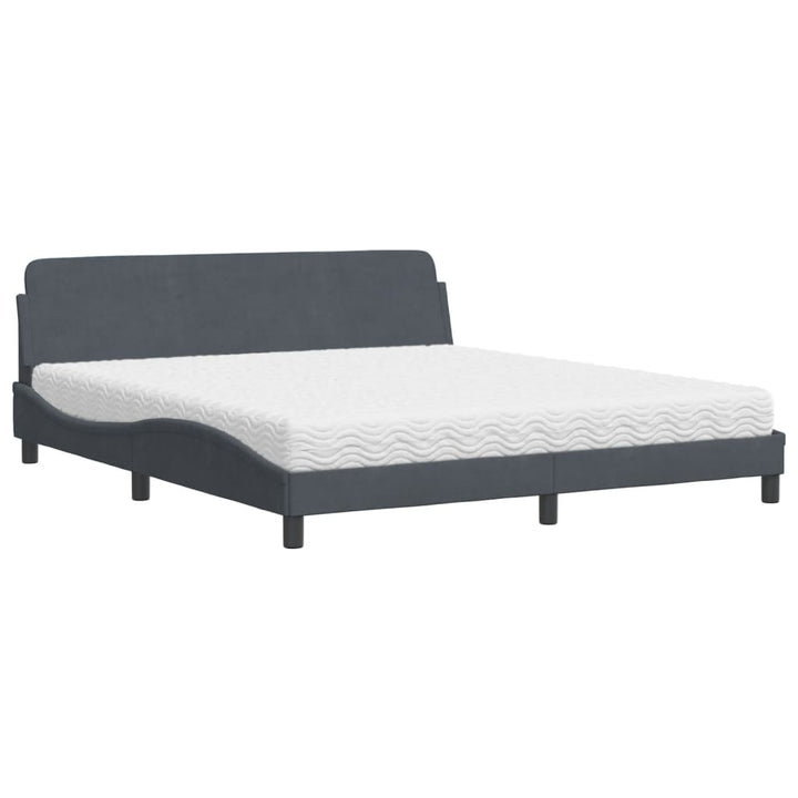 seng med madras Dover 180x200 cm velour mørkegrå