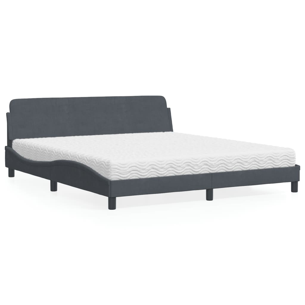 seng med madras Dover 180x200 cm velour mørkegrå