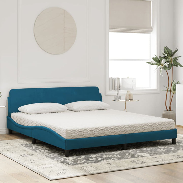 seng med madras Dover 180x200 cm velour blå