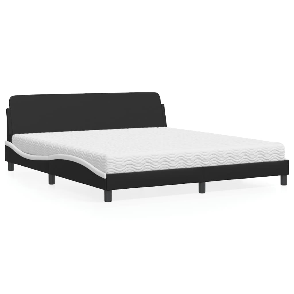 seng med madras Dover 180x200 cm kunstlæder sort og hvid