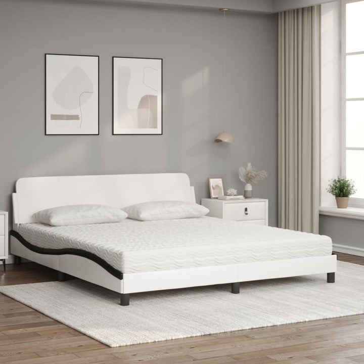 seng med madras Dover 180x200 cm kunstlæder hvid og sort