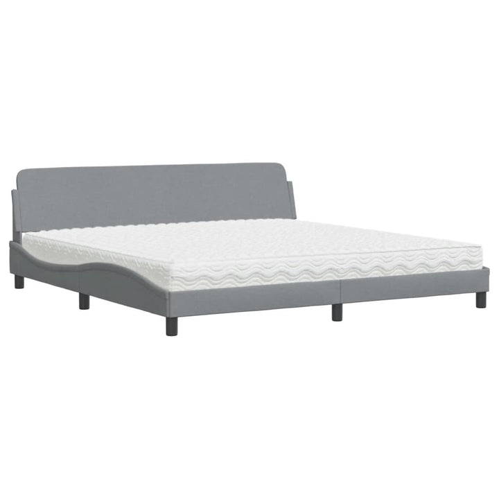 seng med madras Dover 200x200 cm stof lysegrå