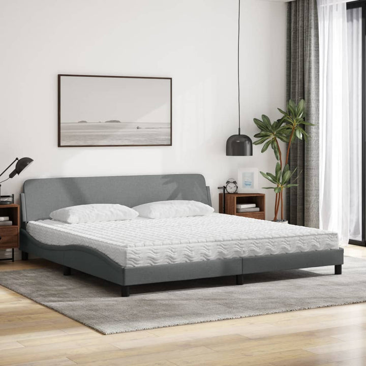 seng med madras Dover 200x200 cm stof lysegrå