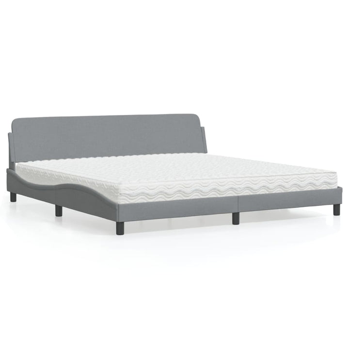 seng med madras Dover 200x200 cm stof lysegrå