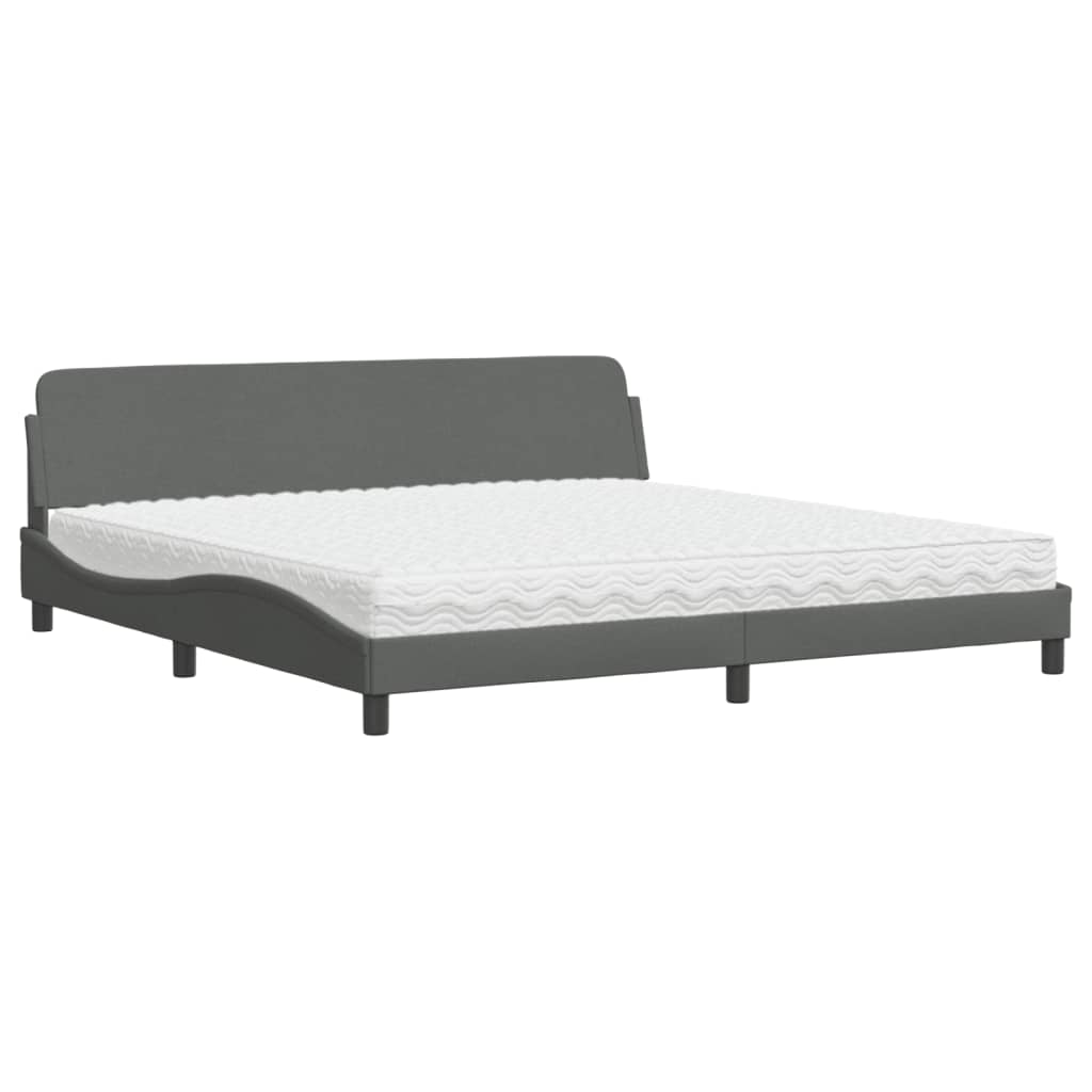seng med madras Dover 200x200 cm stof mørkegrå