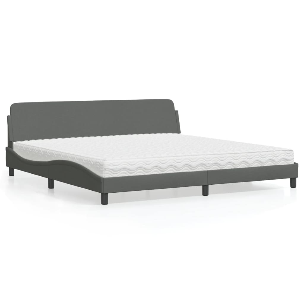 seng med madras Dover 200x200 cm stof mørkegrå