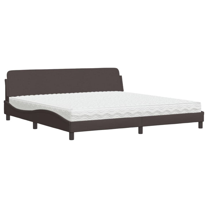 seng med madras Dover 200x200 cm stof mørkebrun