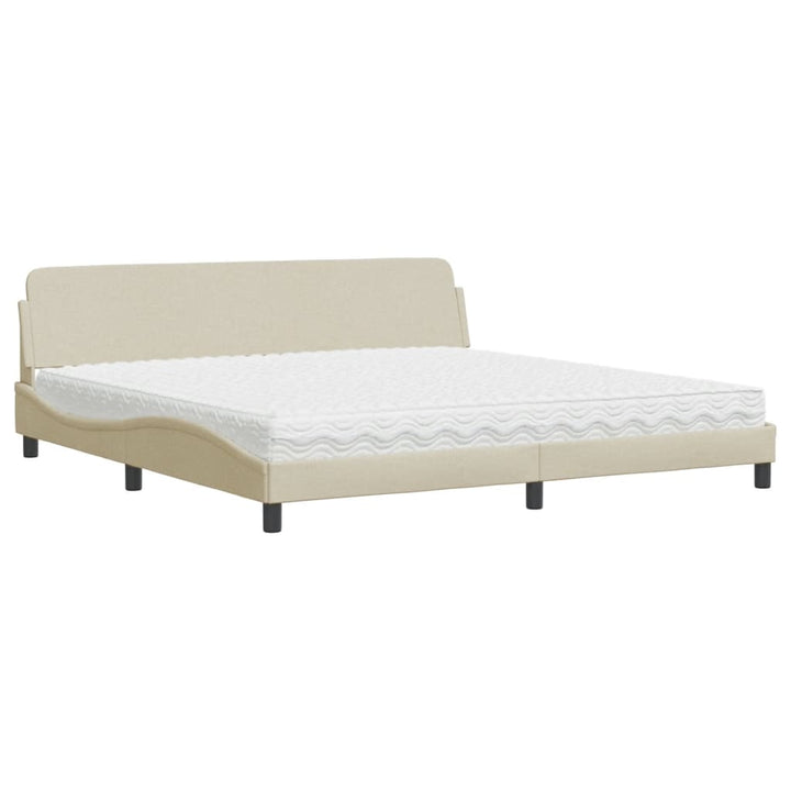 seng med madras Dover 200x200 cm stof cremefarvet