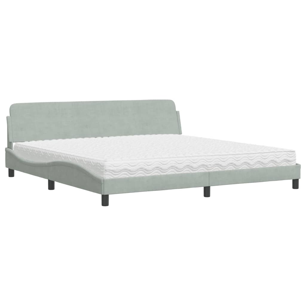 seng med madras Dover 200x200 cm velour lysegrå
