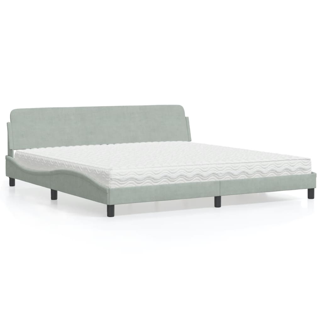 seng med madras Dover 200x200 cm velour lysegrå