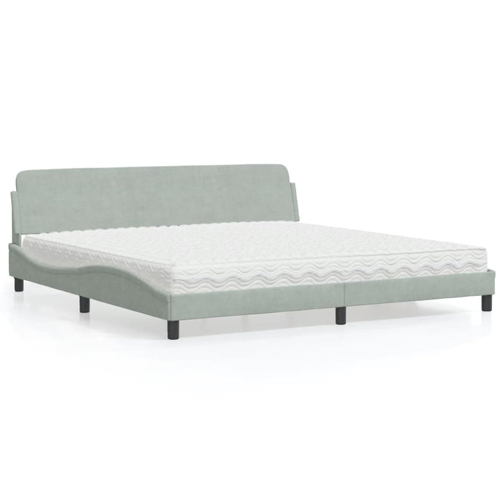seng med madras Dover 200x200 cm velour lysegrå