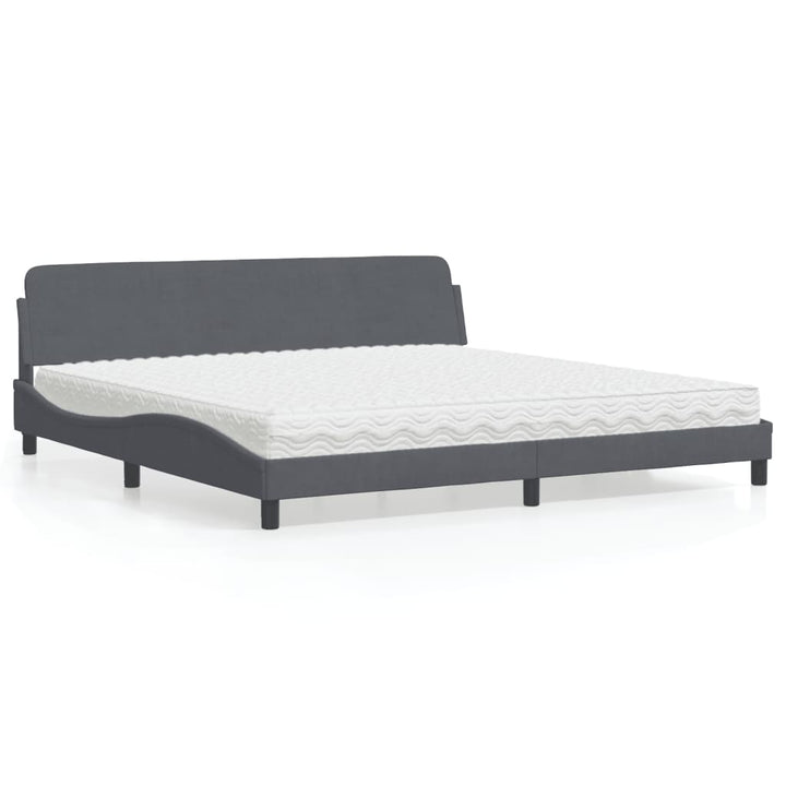 seng med madras Dover 200x200 cm velour mørkegrå