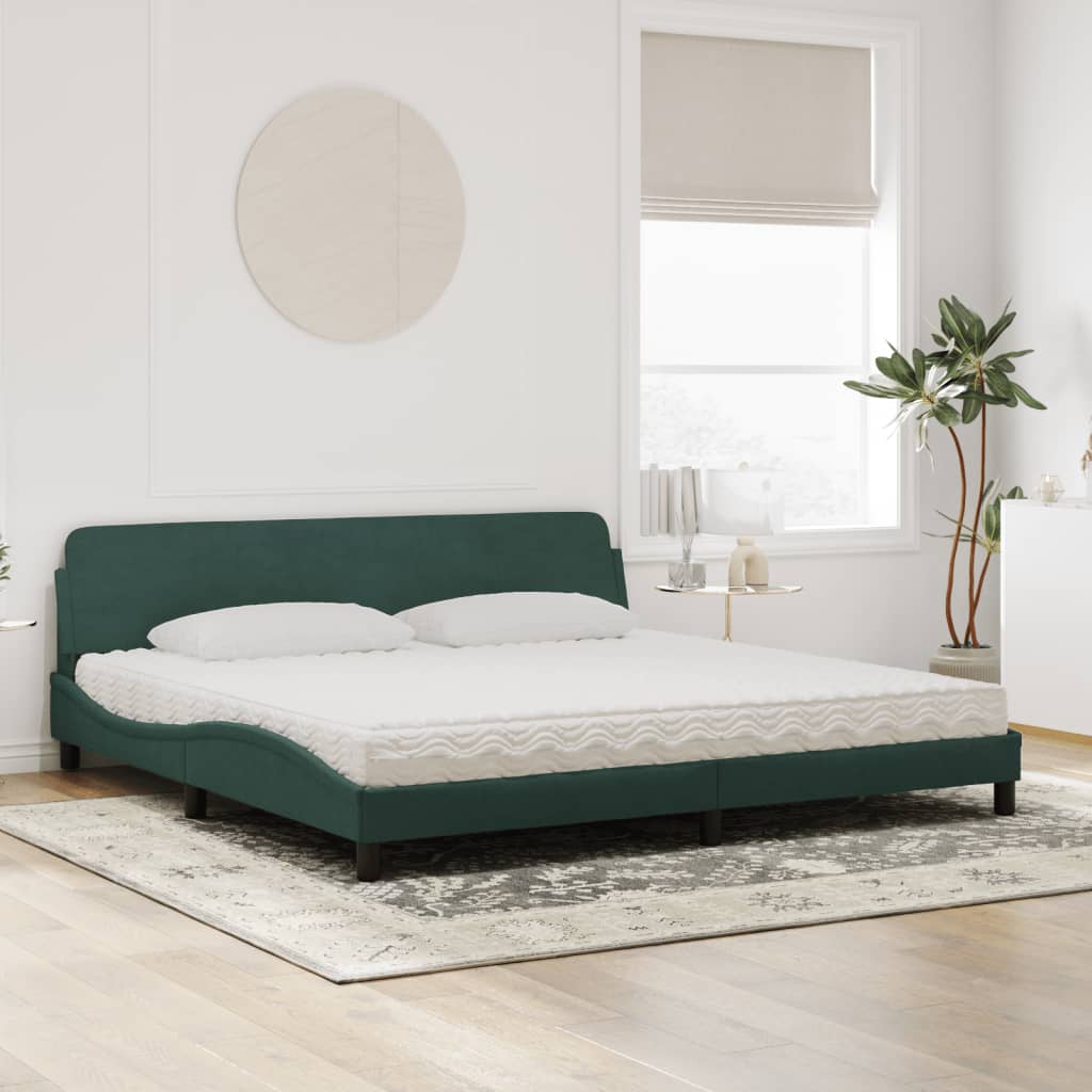 seng med madras Dover 200x200 cm velour mørkegrøn