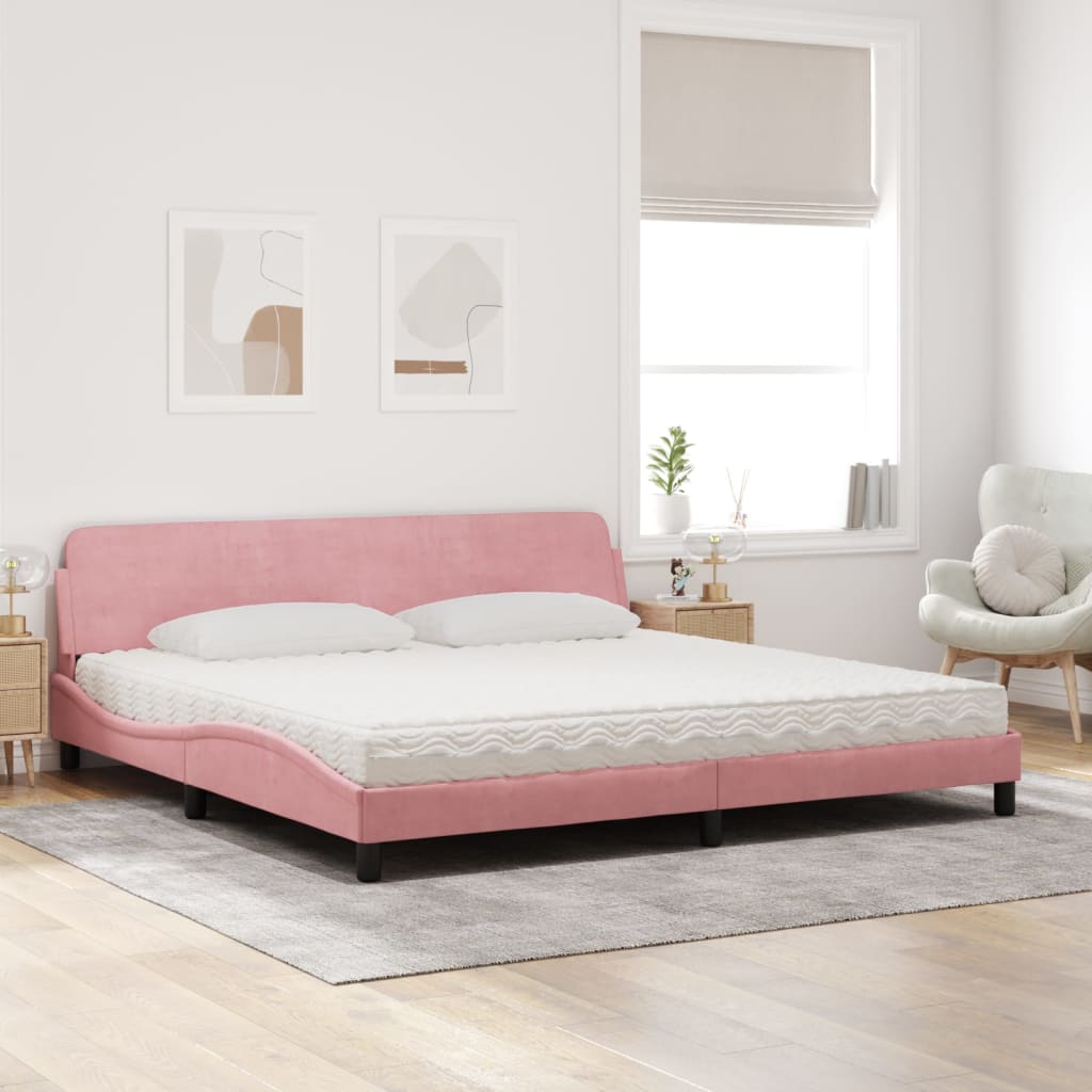 seng med madras Dover 200x200 cm velour lyserød