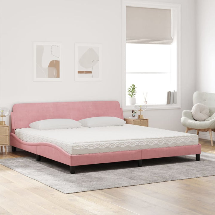 seng med madras Dover 200x200 cm velour lyserød