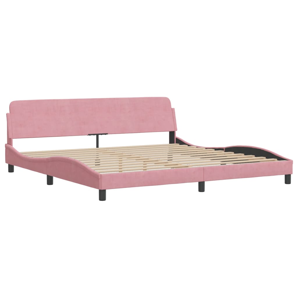 seng med madras Dover 200x200 cm velour lyserød