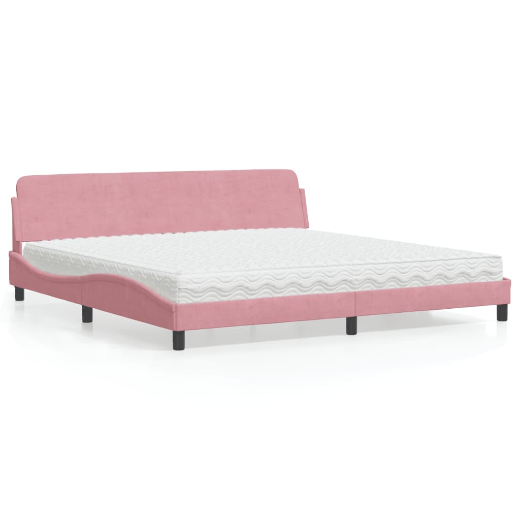 seng med madras Dover 200x200 cm velour lyserød