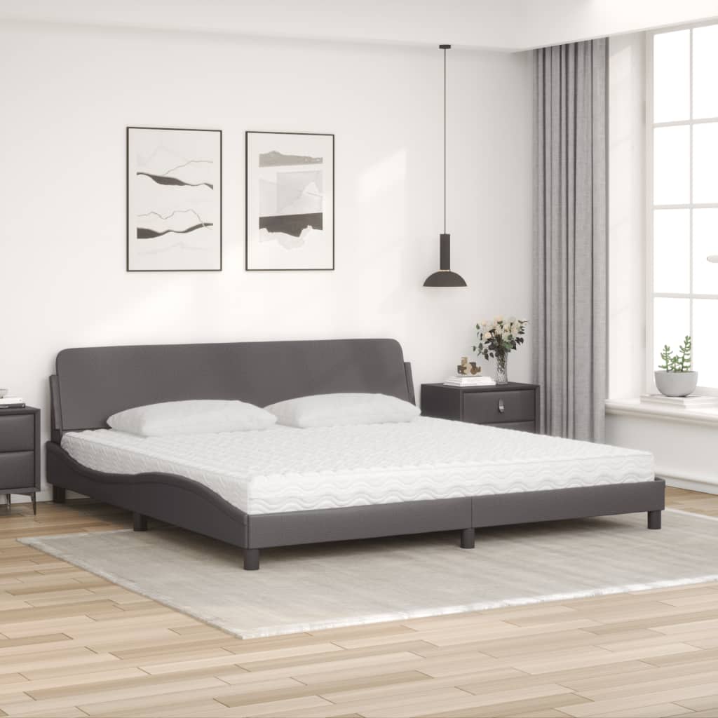 seng med madras Dover 200x200 cm kunstlæder grå