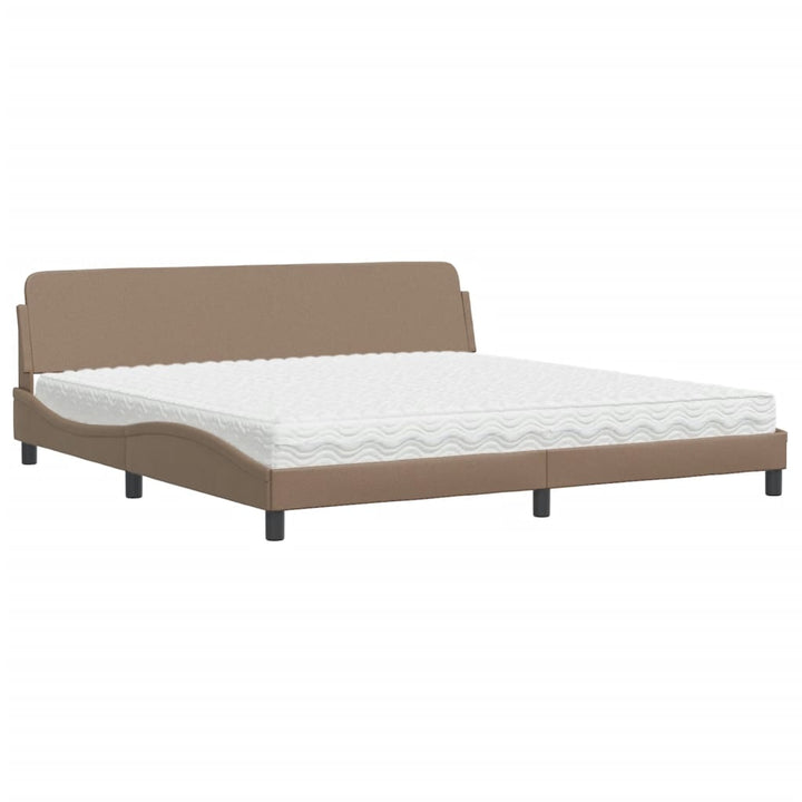 seng med madras Dover 200x200 cm kunstlæder cappuccinofarvet