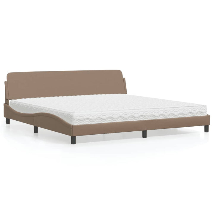 seng med madras Dover 200x200 cm kunstlæder cappuccinofarvet