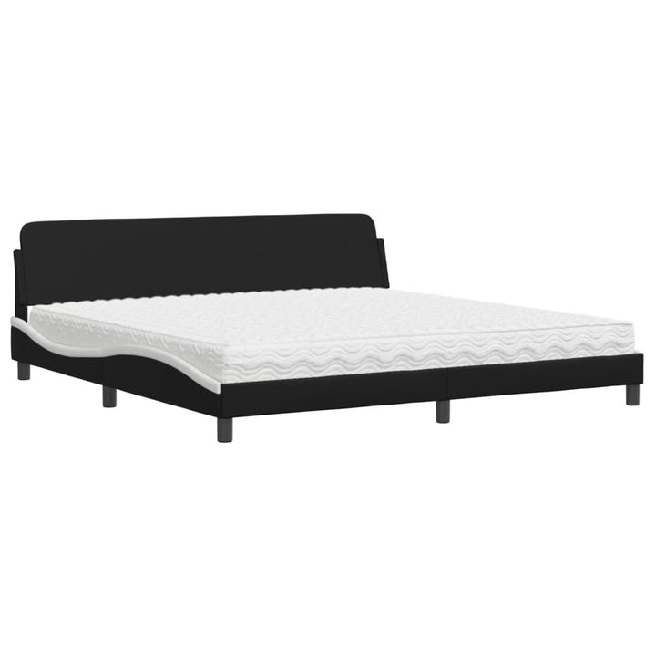 seng med madras Dover 200x200 cm kunstlæder sort og hvid