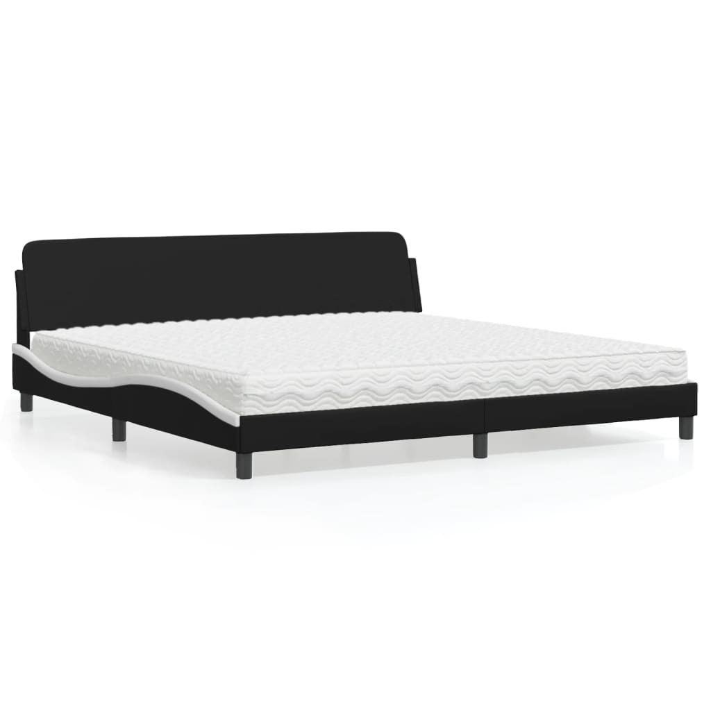 seng med madras Dover 200x200 cm kunstlæder sort og hvid