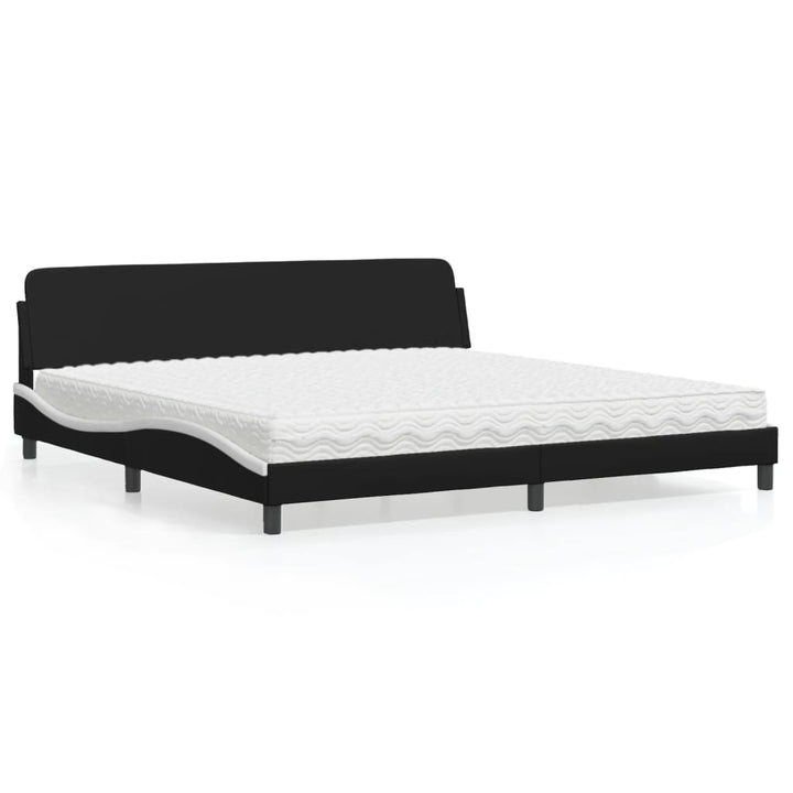 seng med madras Dover 200x200 cm kunstlæder sort og hvid