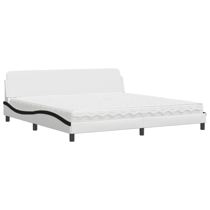seng med madras Dover 200x200 cm kunstlæder hvid og sort