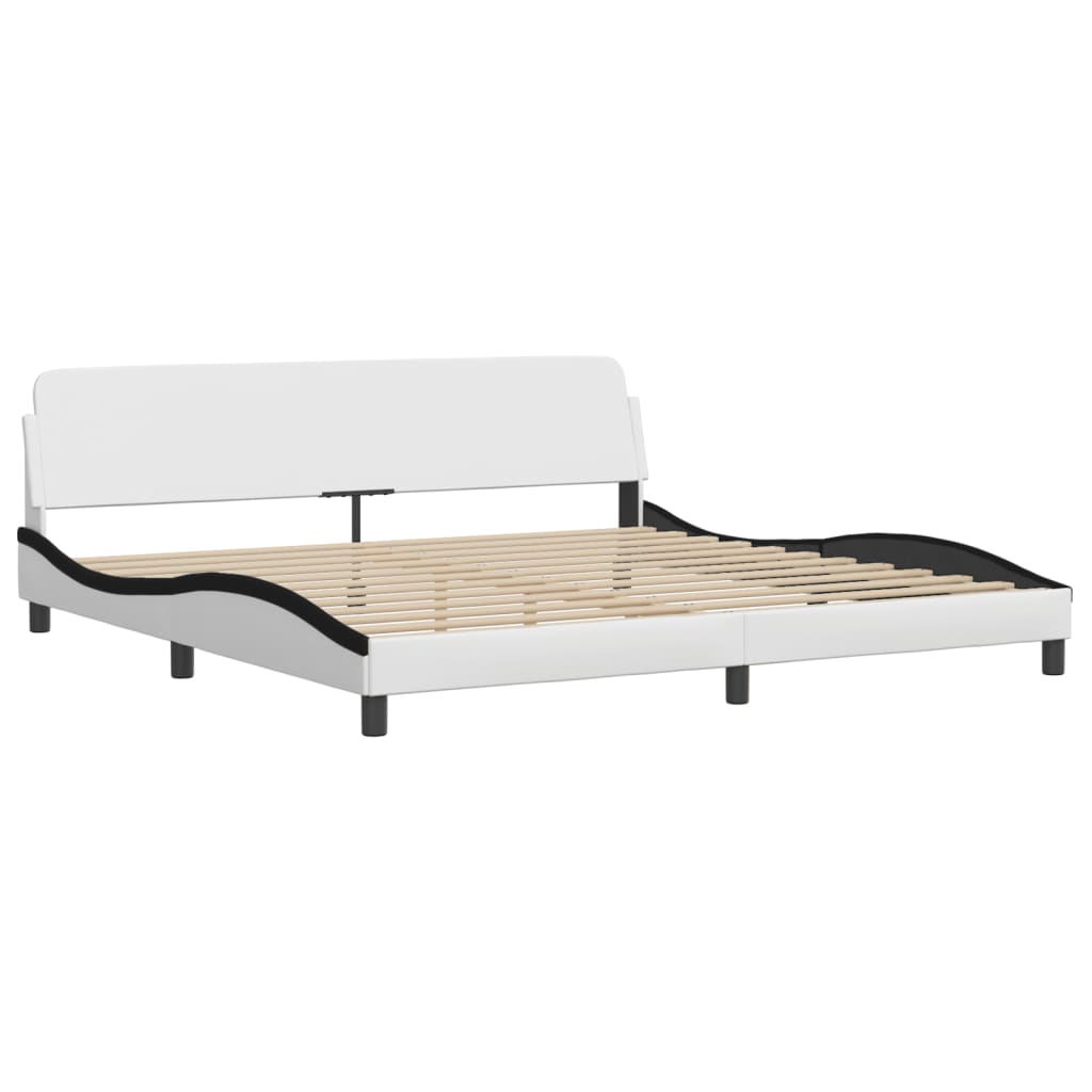 seng med madras Dover 200x200 cm kunstlæder hvid og sort