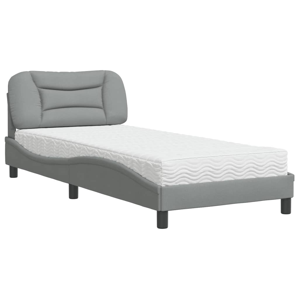 seng med madras Hvar 90x190 cm stof lysegrå