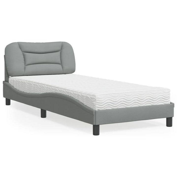 seng med madras Hvar 90x190 cm stof lysegrå