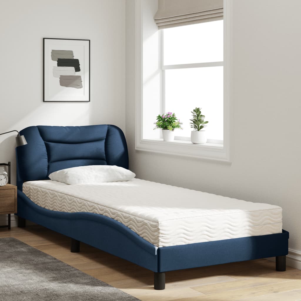 seng med madras Hvar 90x190 cm stof blå
