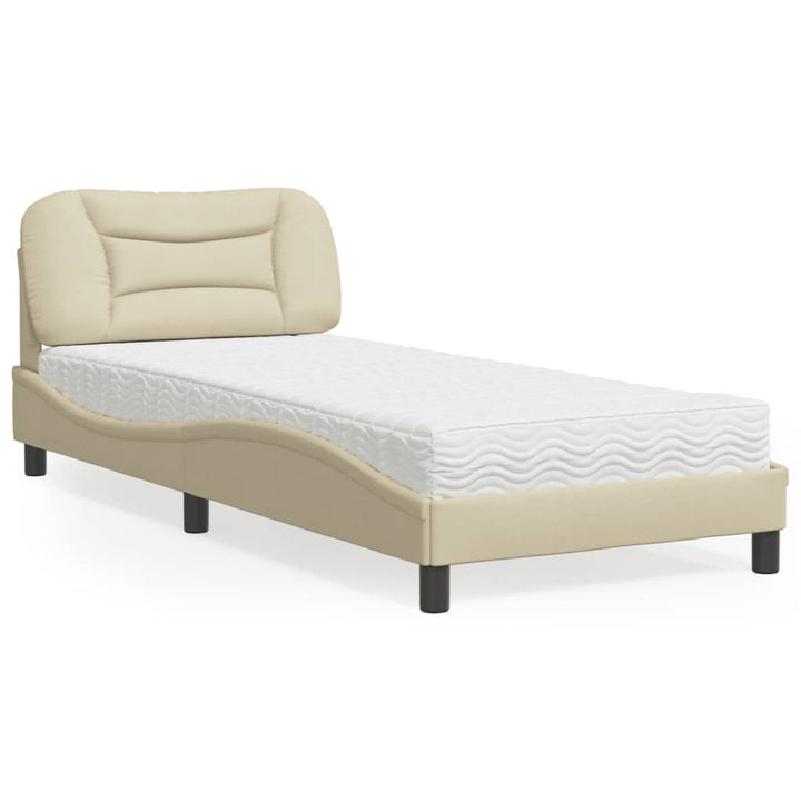 seng med madras Hvar 90x200 cm stof cremefarvet