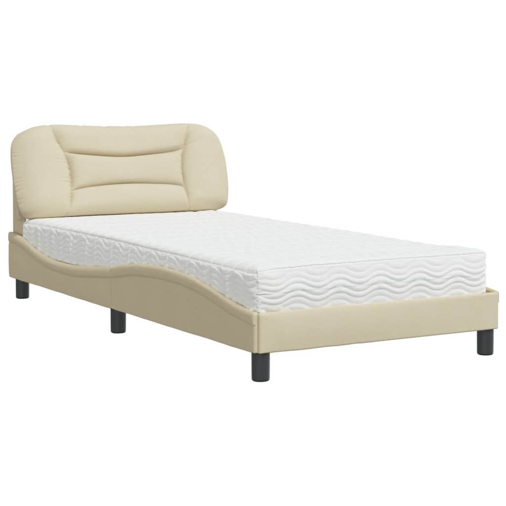seng med madras Hvar 100x200 cm stof cremefarvet