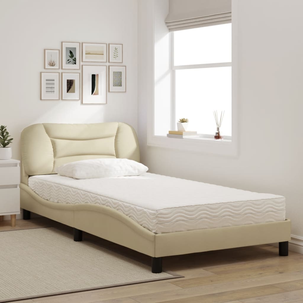 seng med madras Hvar 100x200 cm stof cremefarvet