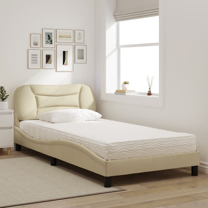 seng med madras Hvar 100x200 cm stof cremefarvet