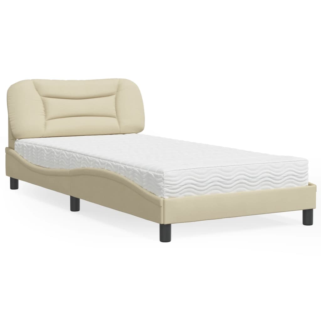 seng med madras Hvar 100x200 cm stof cremefarvet