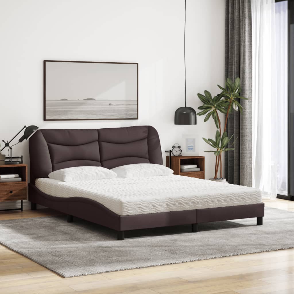 seng med madras Hvar 160x200 cm stof mørkebrun