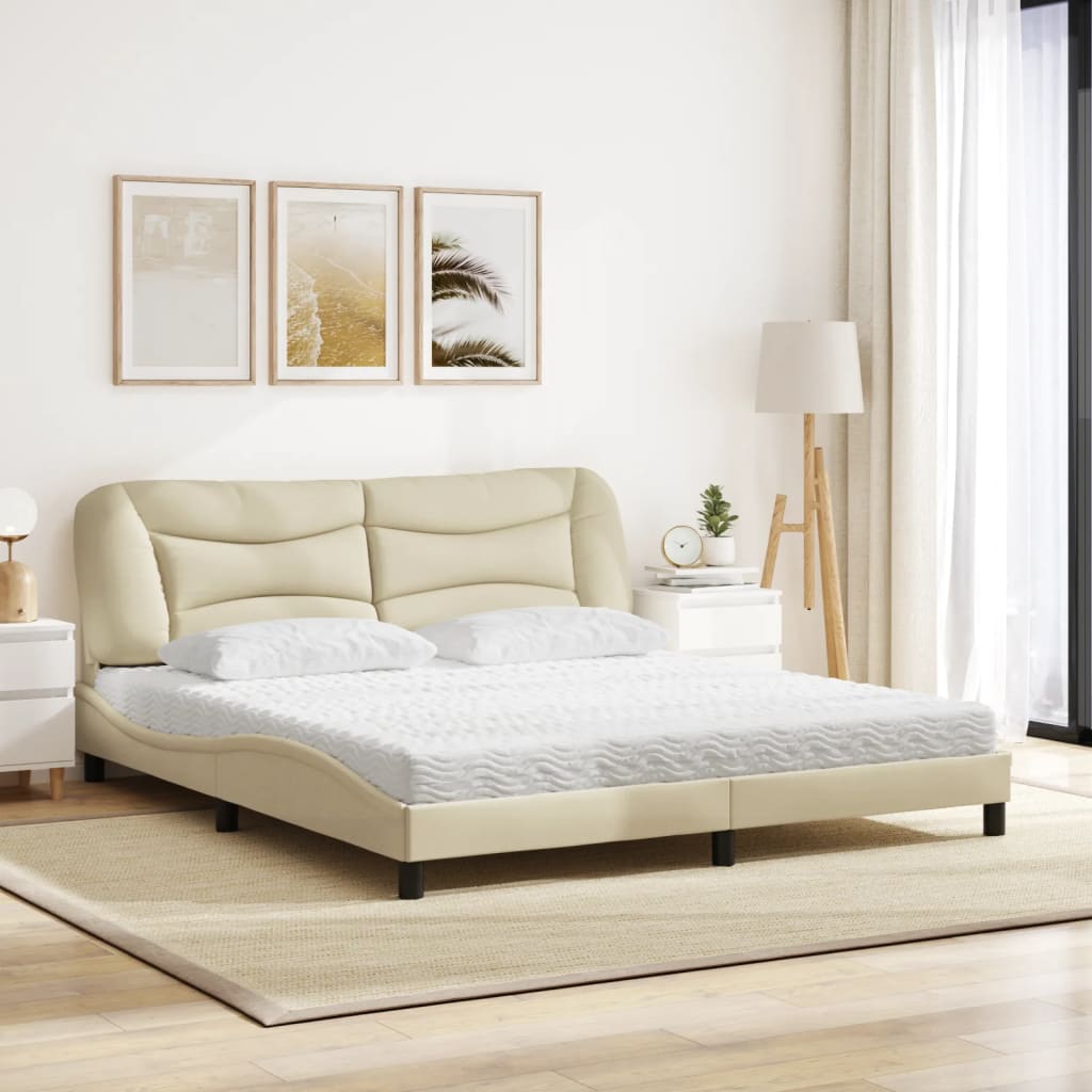 seng med madras Hvar 180x200 cm stof cremefarvet