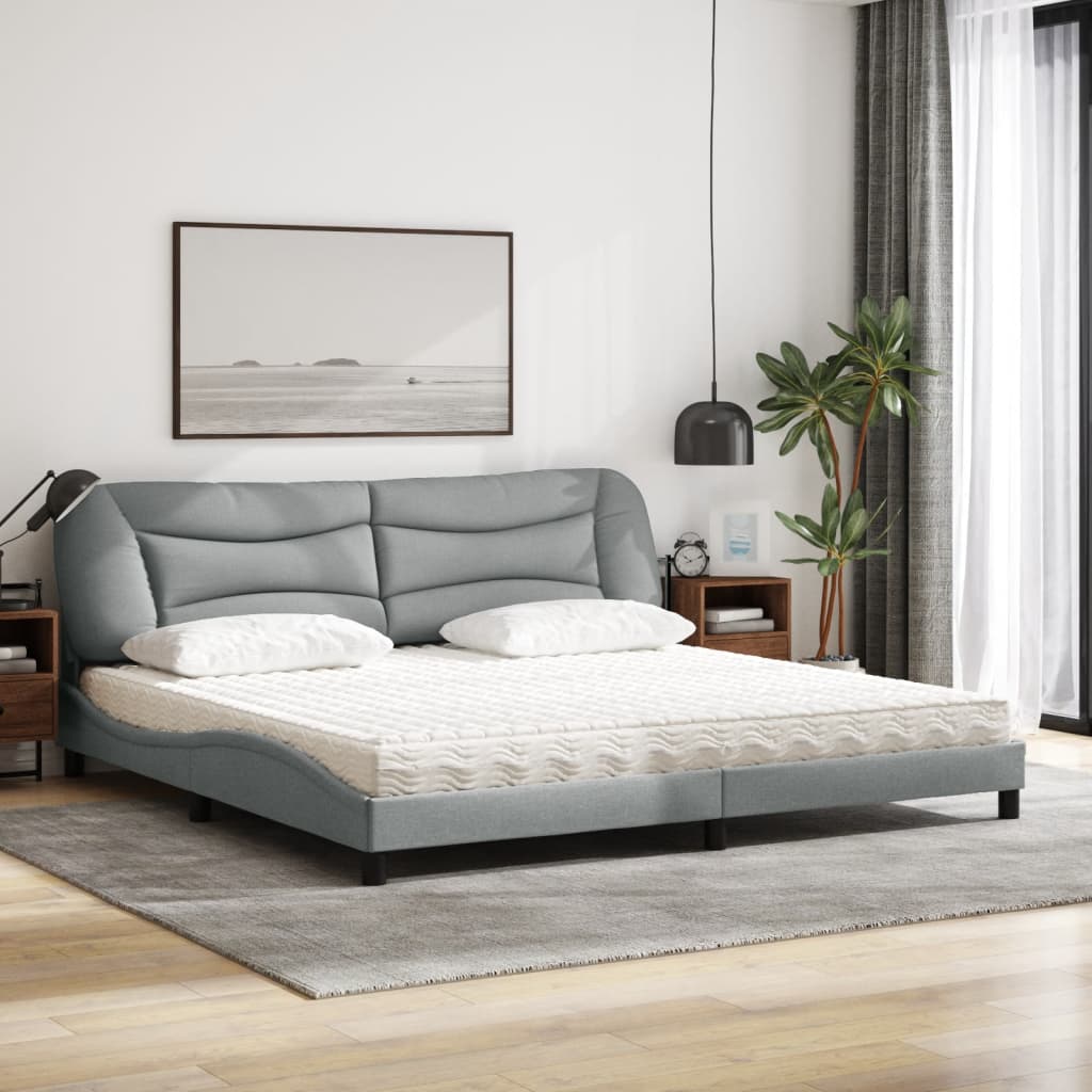 seng med madras Hvar 200x200 cm stof lysegrå