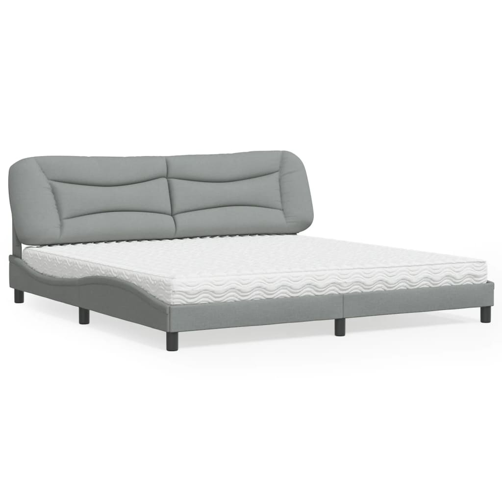 seng med madras Hvar 200x200 cm stof lysegrå