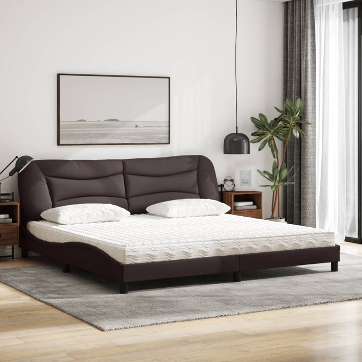 seng med madras Hvar 200x200 cm stof mørkebrun