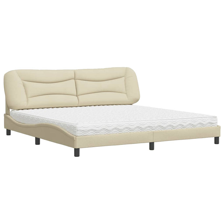 seng med madras Hvar 200x200 cm stof cremefarvet