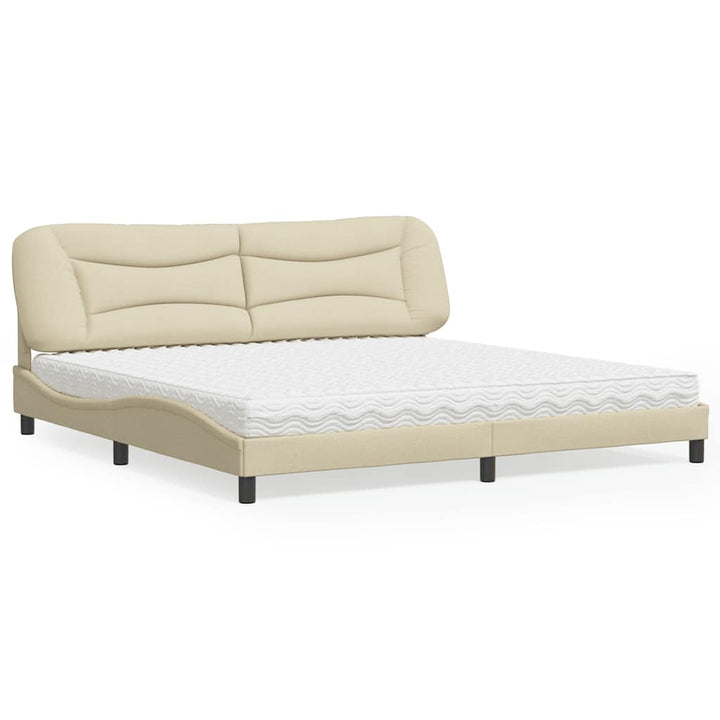 seng med madras Hvar 200x200 cm stof cremefarvet