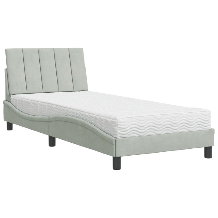 seng med madras Hanko 80x200 cm velour lysegrå