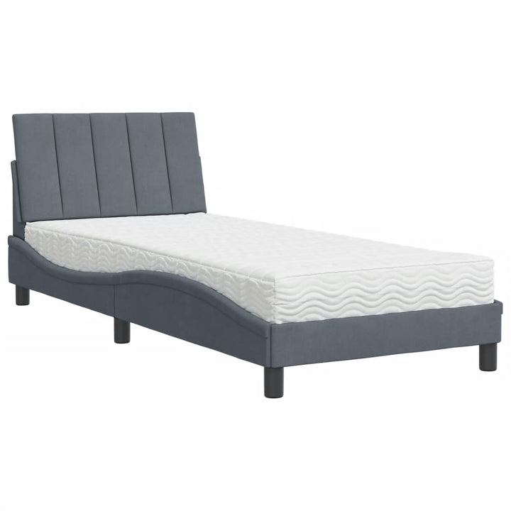 seng med madras Hanko 80x200 cm velour mørkegrå